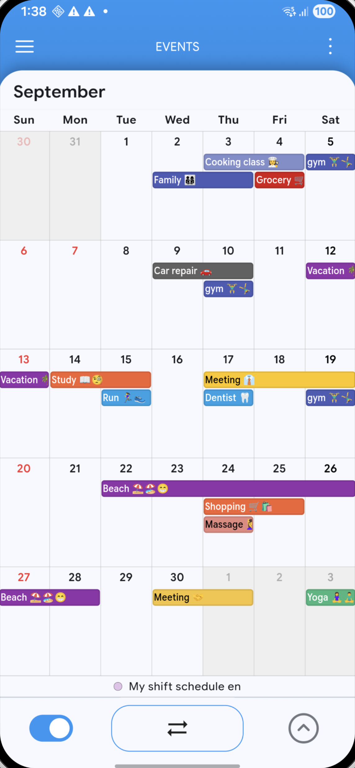 Your appointments.
